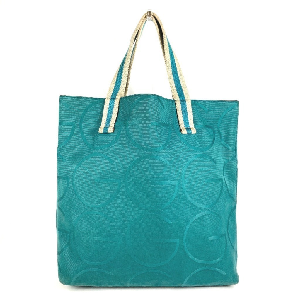 GUCCI 123439 Big G Logo Bag, Shoulder Vertical Tote Canvas, Women's, Green